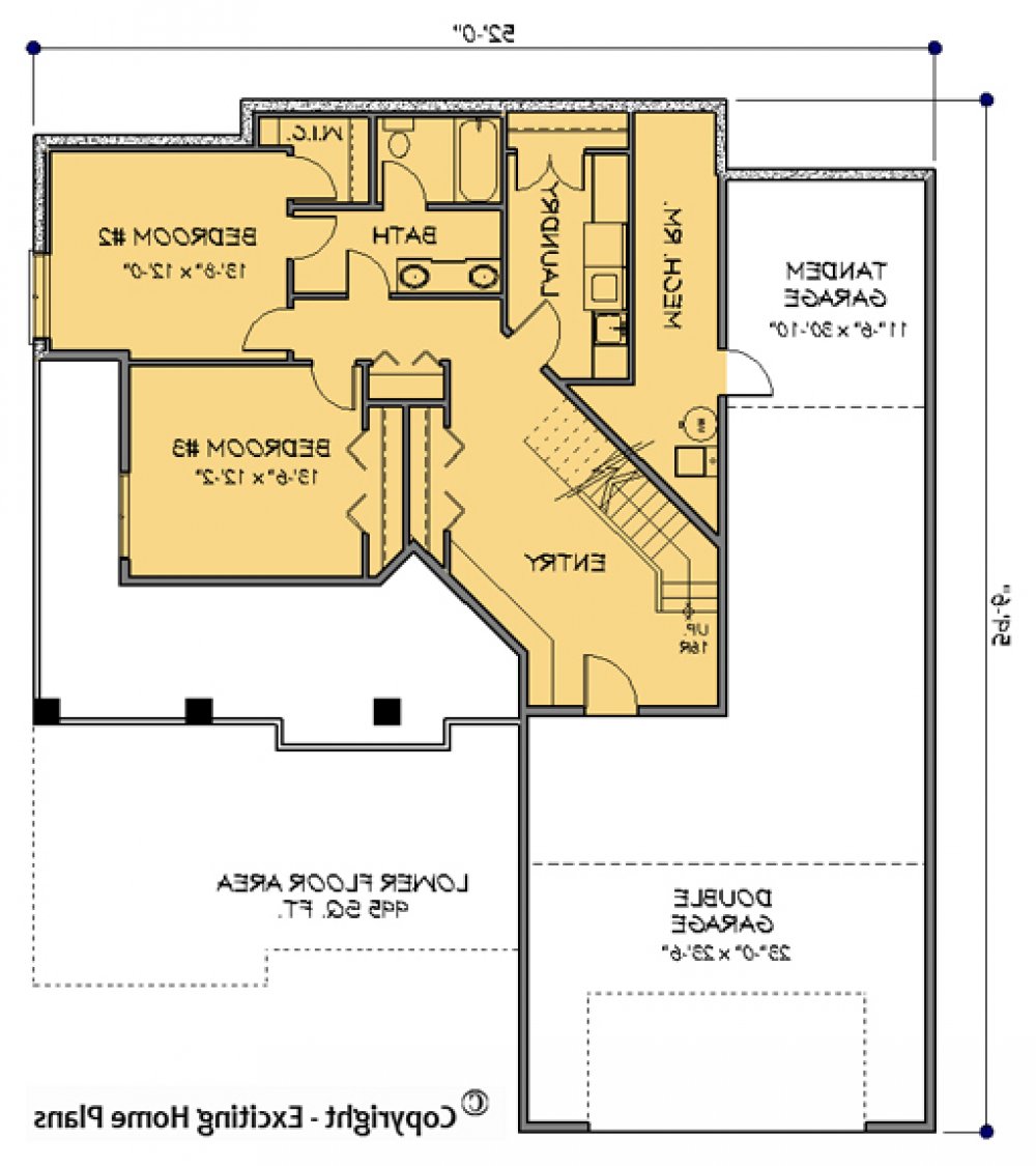 House Plan E1070-10 Lower Floor Plan REVERSE