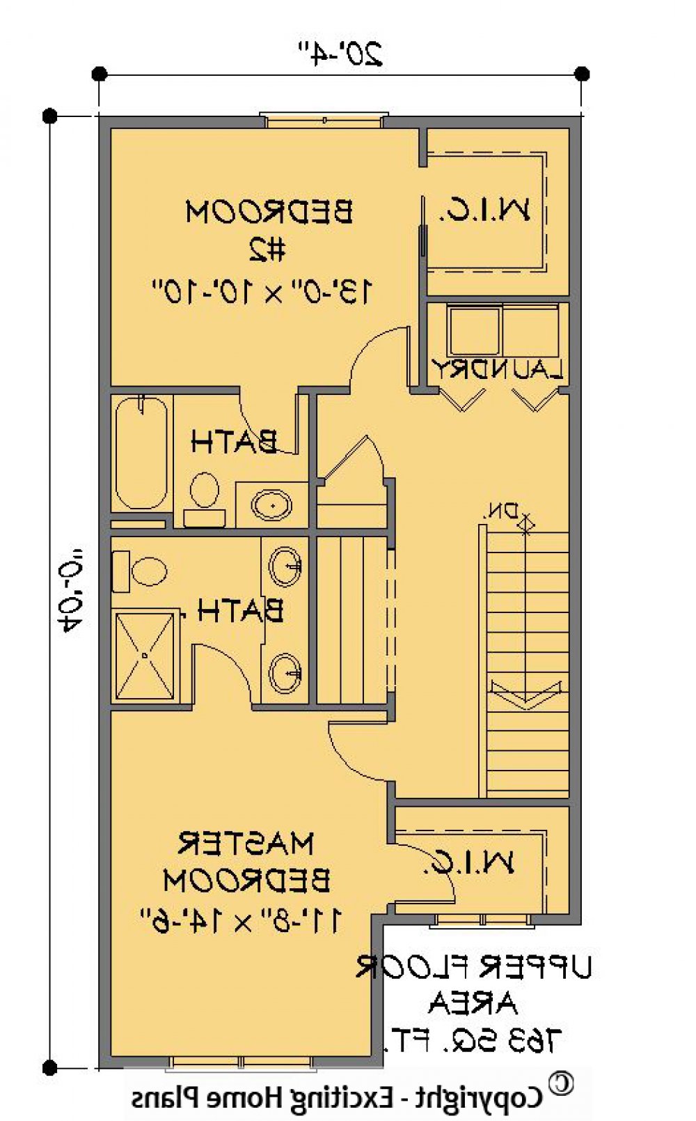 House Plan E1530-10 Upper Floor Plan REVERSE