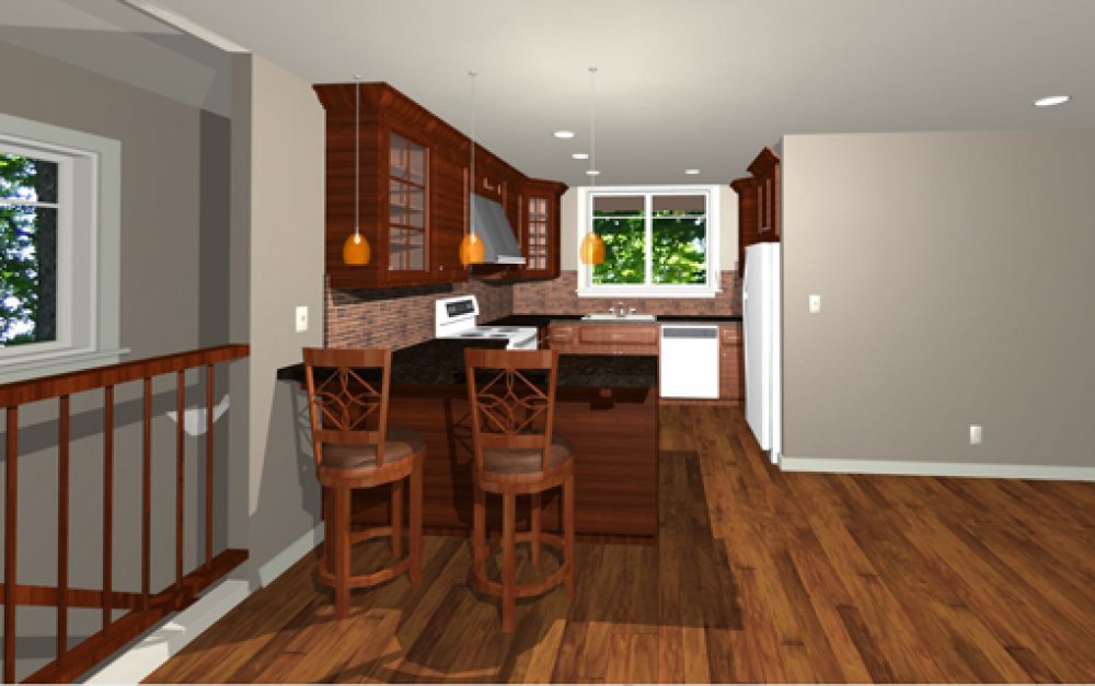 House Plan E1115-10 Interior Kitchen 3D Area