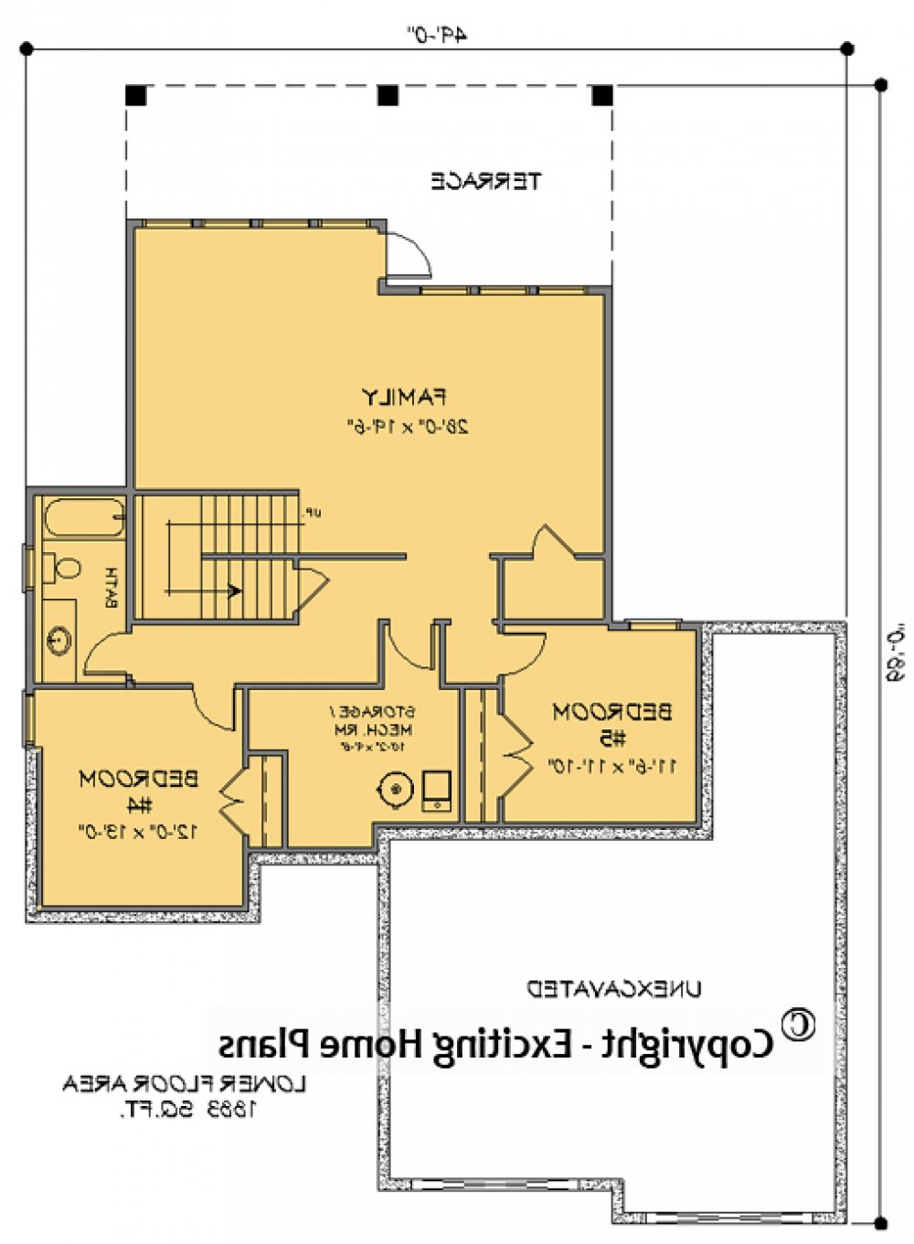 House Plan E1712-10  Lower Floor Plan REVERSE