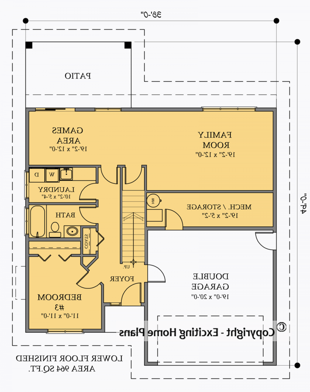 House Plan E1039-10 Lower Floor Plan REVERSE