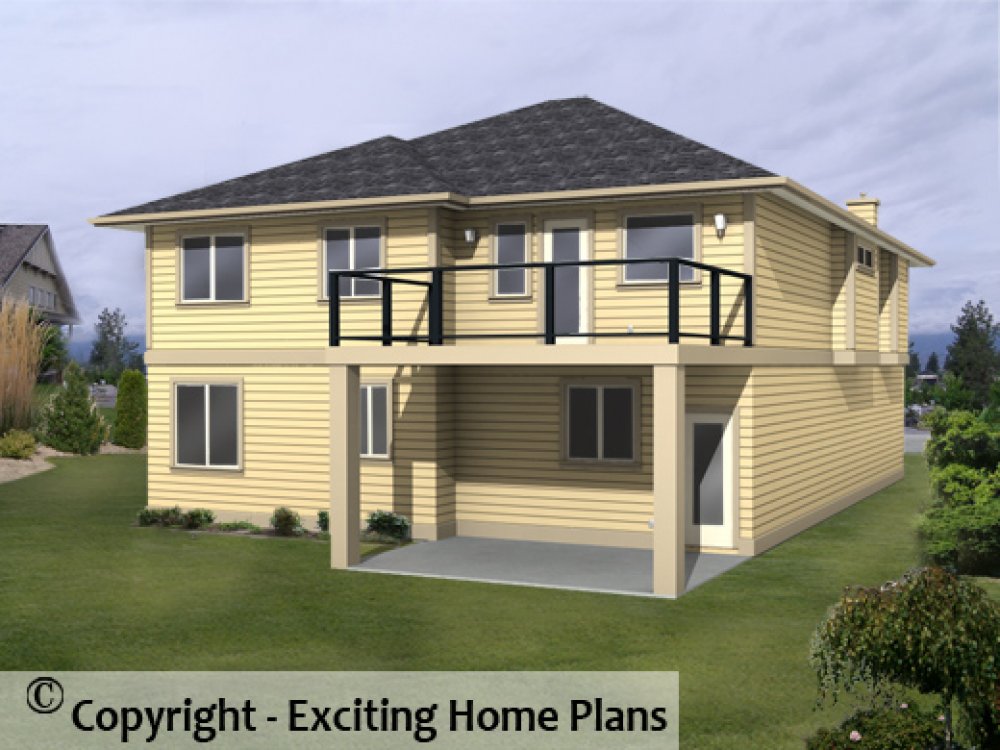 House Plan E1091-10 Rear 3D View