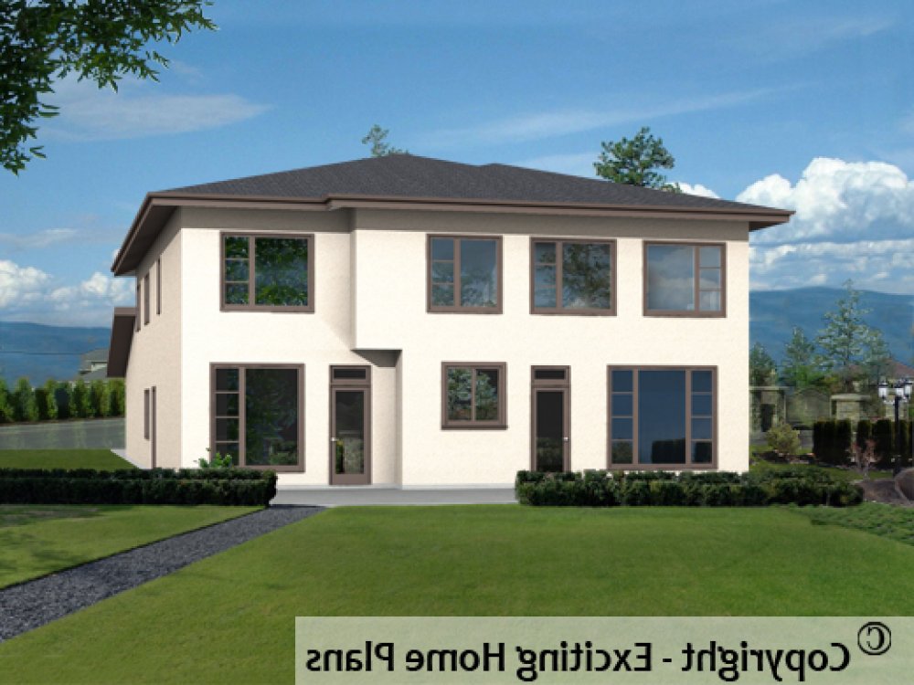 House Plan E1713-10 Rear 3D View REVERSE