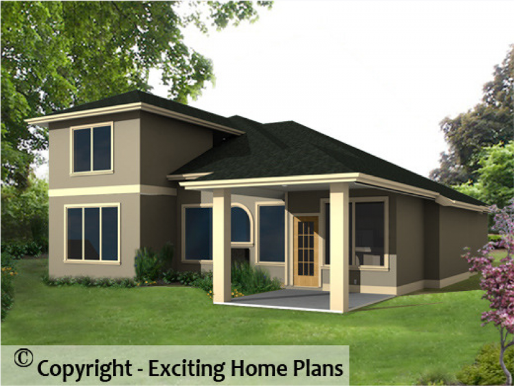 House Plan E1031-10 Rear 3D View