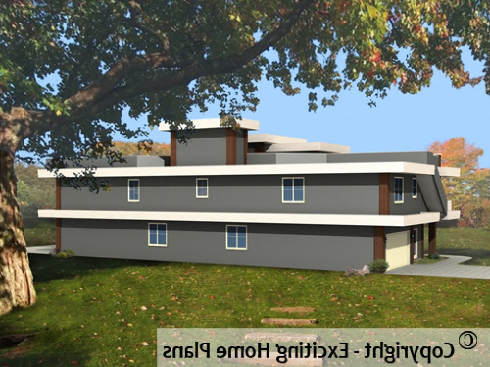 House Plan E1243-10 Rear 3D View REVERSE