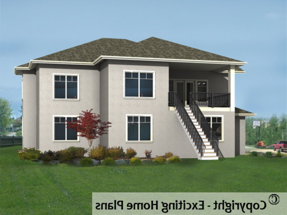 House Plan E1217-10 Rear 3D View REVERSE