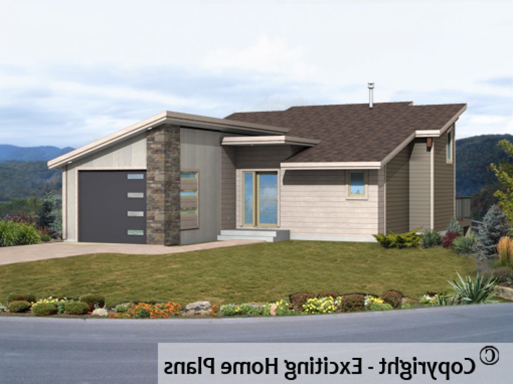 House Plan 1720-10 Front 3D View REVERSE