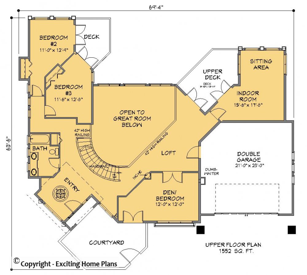 House Plan E1262-10 Upper Floor Plan