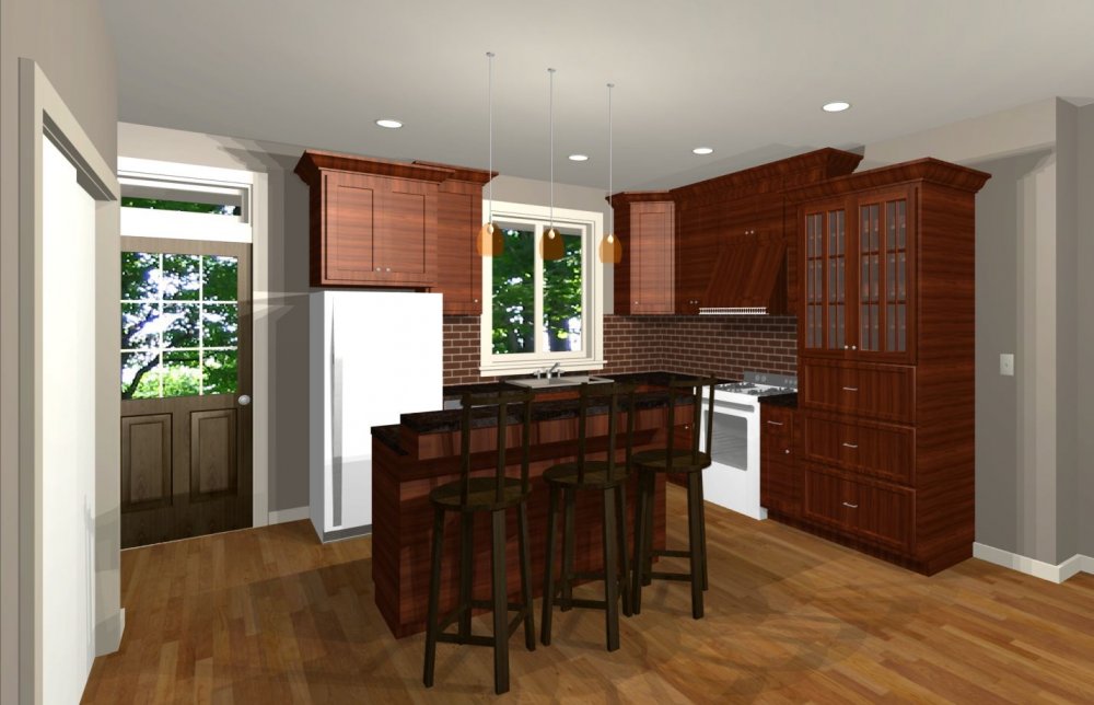 House Plan E1621-10 Interior Kitchen 3D Area