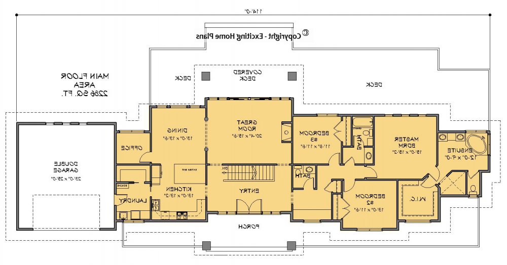 House Plan E1654-10 Main Floor Plan REVERSE