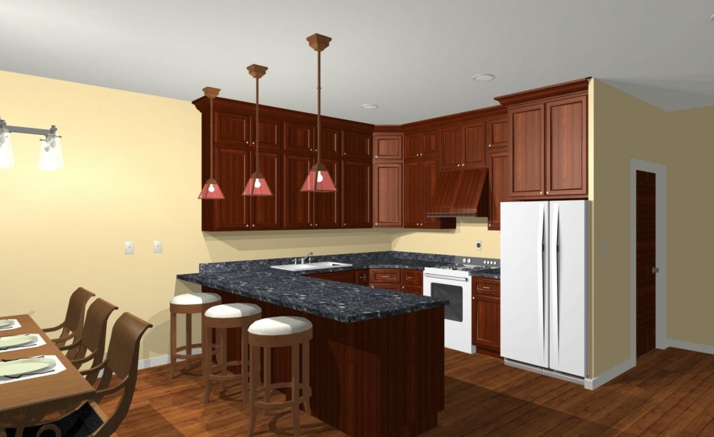 House Plan E1386-10 Interior Kitchen 3D Area