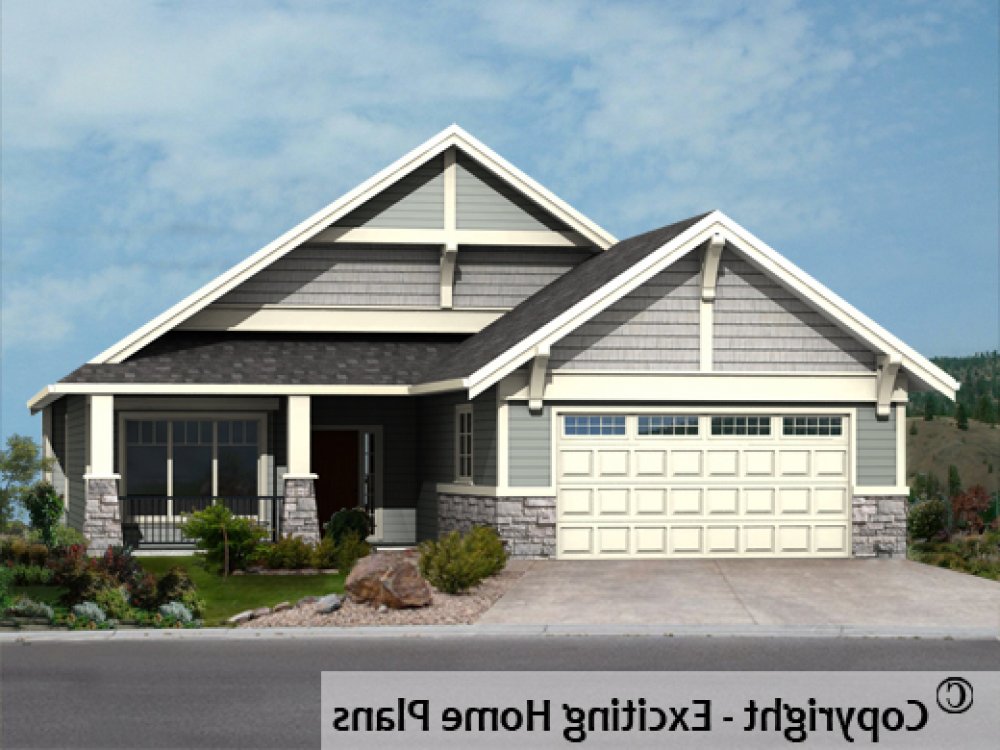 House Plan E1576-10 Front 3D View REVERSE