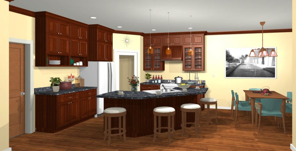 House Plan E1496-10 Interior Kitchen 3D Area