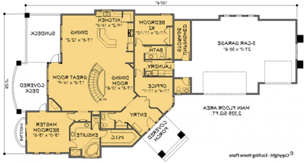 House Plan E1171-10 Main Floor Plan REVERSE