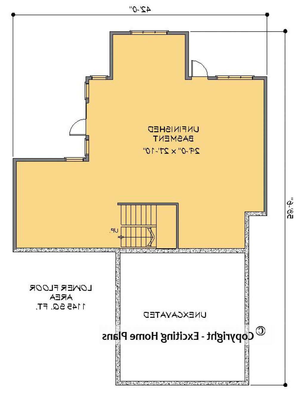 House Plan E1492-10 Lower Floor Plan REVERSE