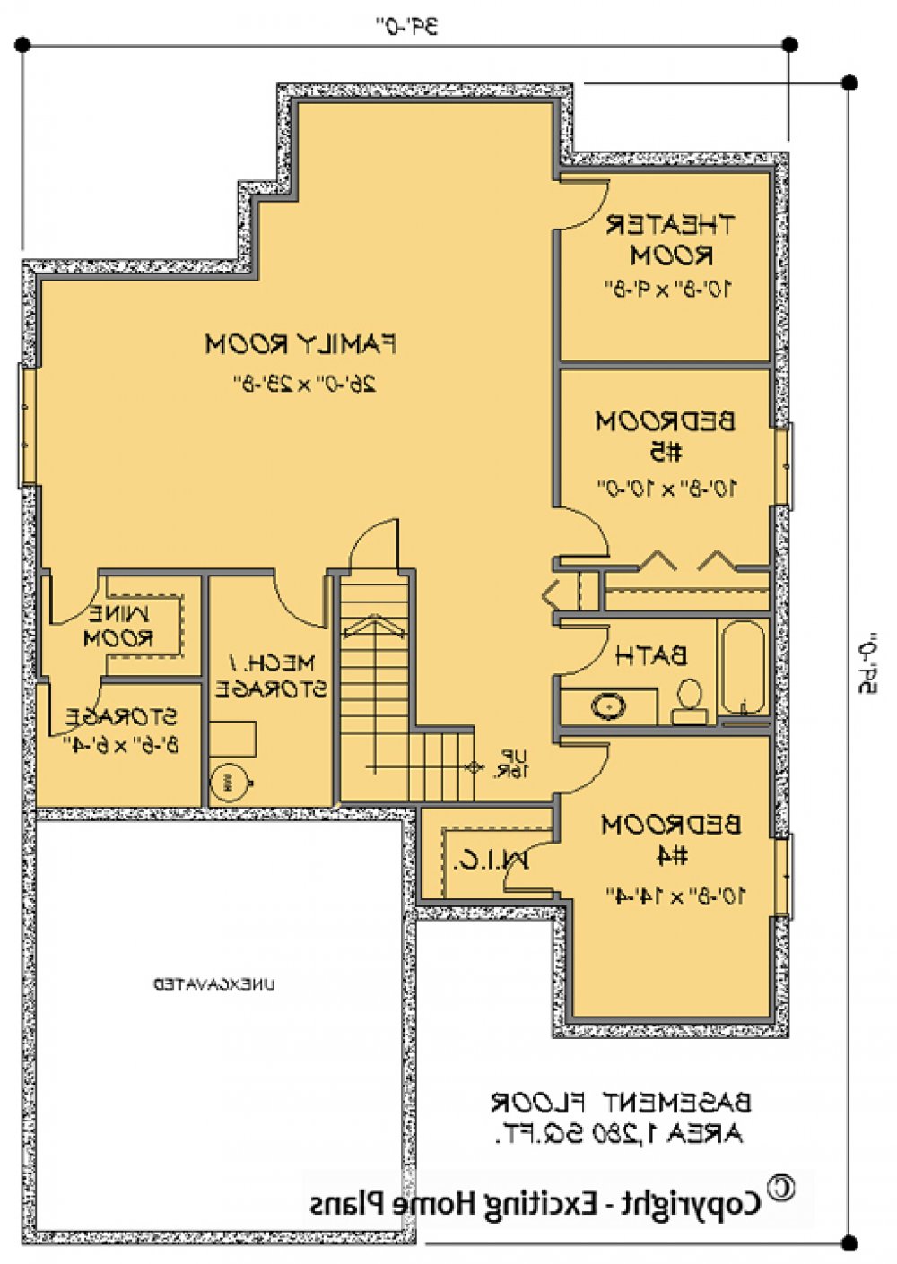 House Plan E1069-10 Lower Floor Plan REVERSE