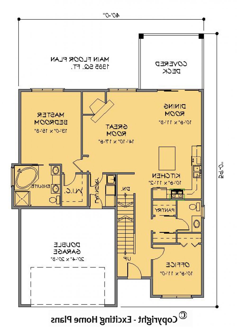 House Plan E1213-10  Main Floor Plan REVERSE