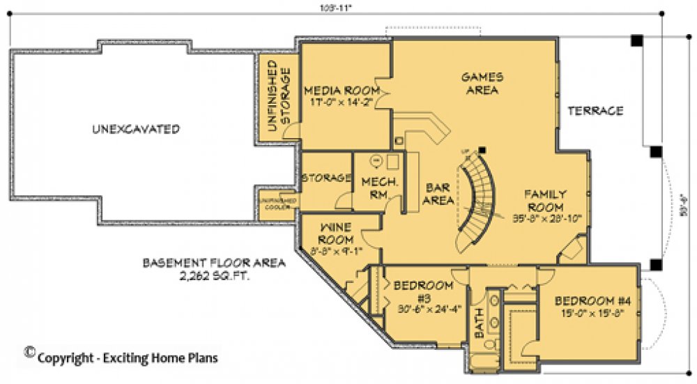 House Plan E1171-10 Lower Floor Plan