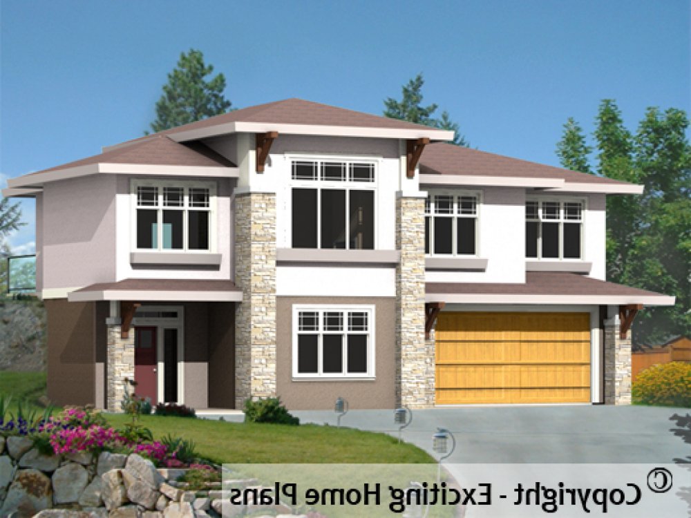 House Plan E1562-10 Front 3D View REVERSE