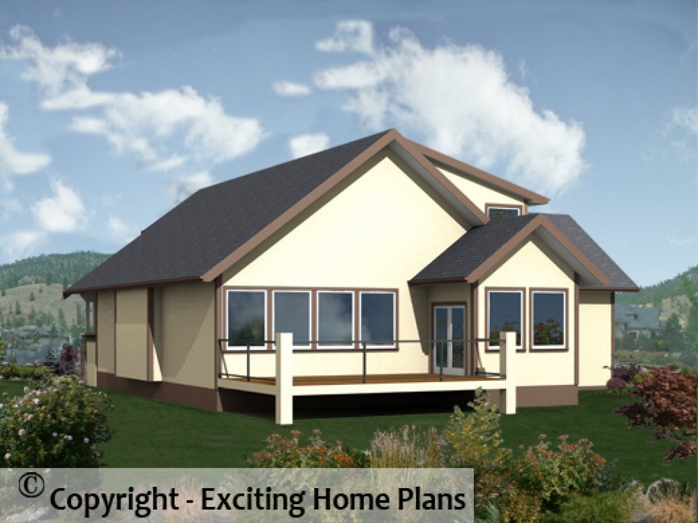 House Plan E1477-10 Rear 3D View