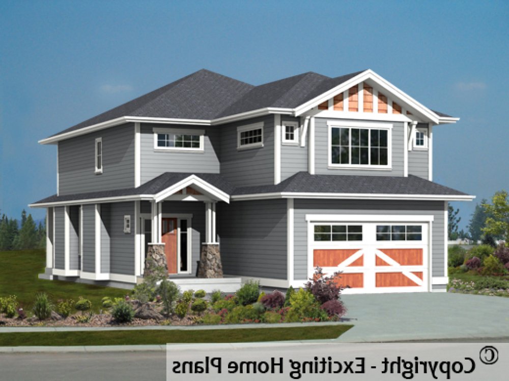 House Plan 1574-10 Front 3D View REVERSE