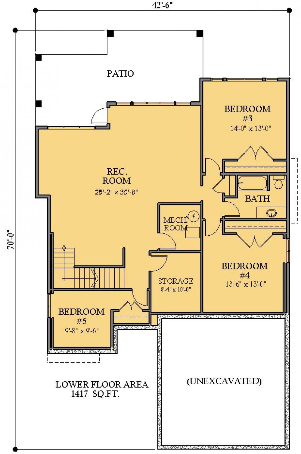 House Plan E1731-50 Lower Floor Plan 