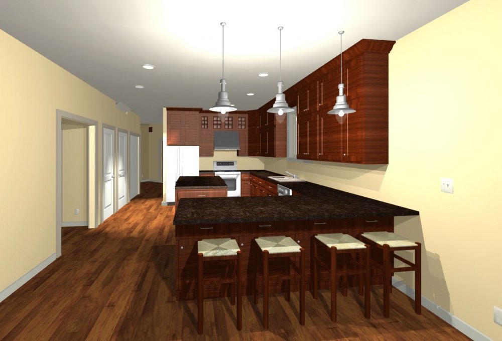 House Plan E1291-10 Interior Kitchen 3D Area