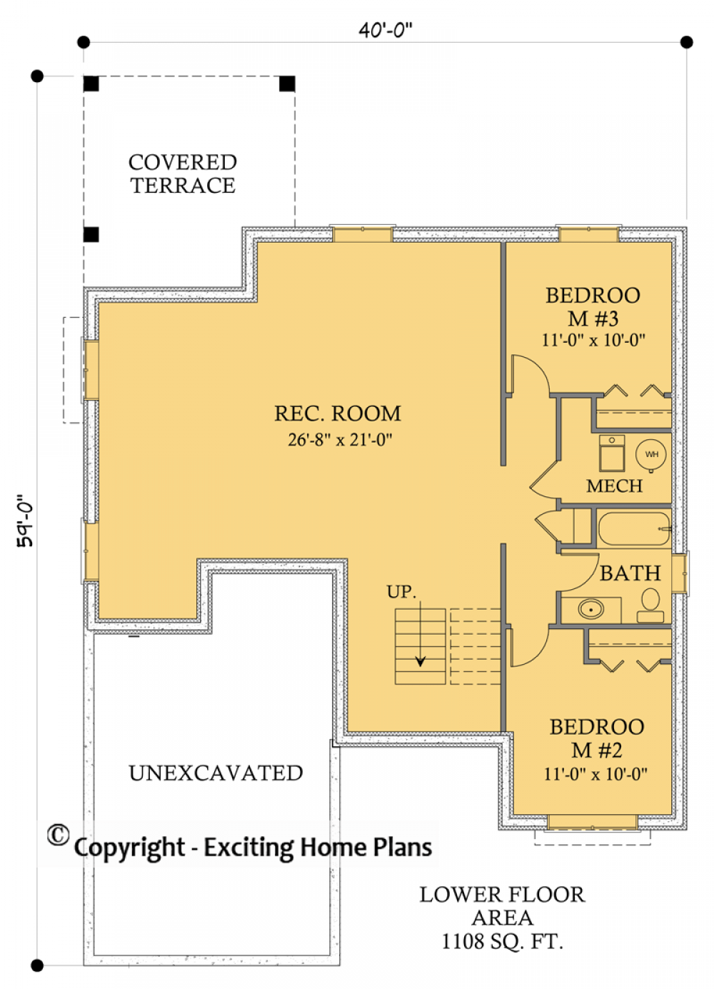 House Plan E1682-11M Lower Floor Plan