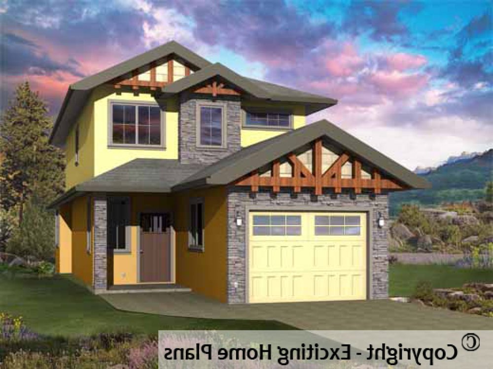 House Plan E1104-10 Exterior 3D View REVERSE