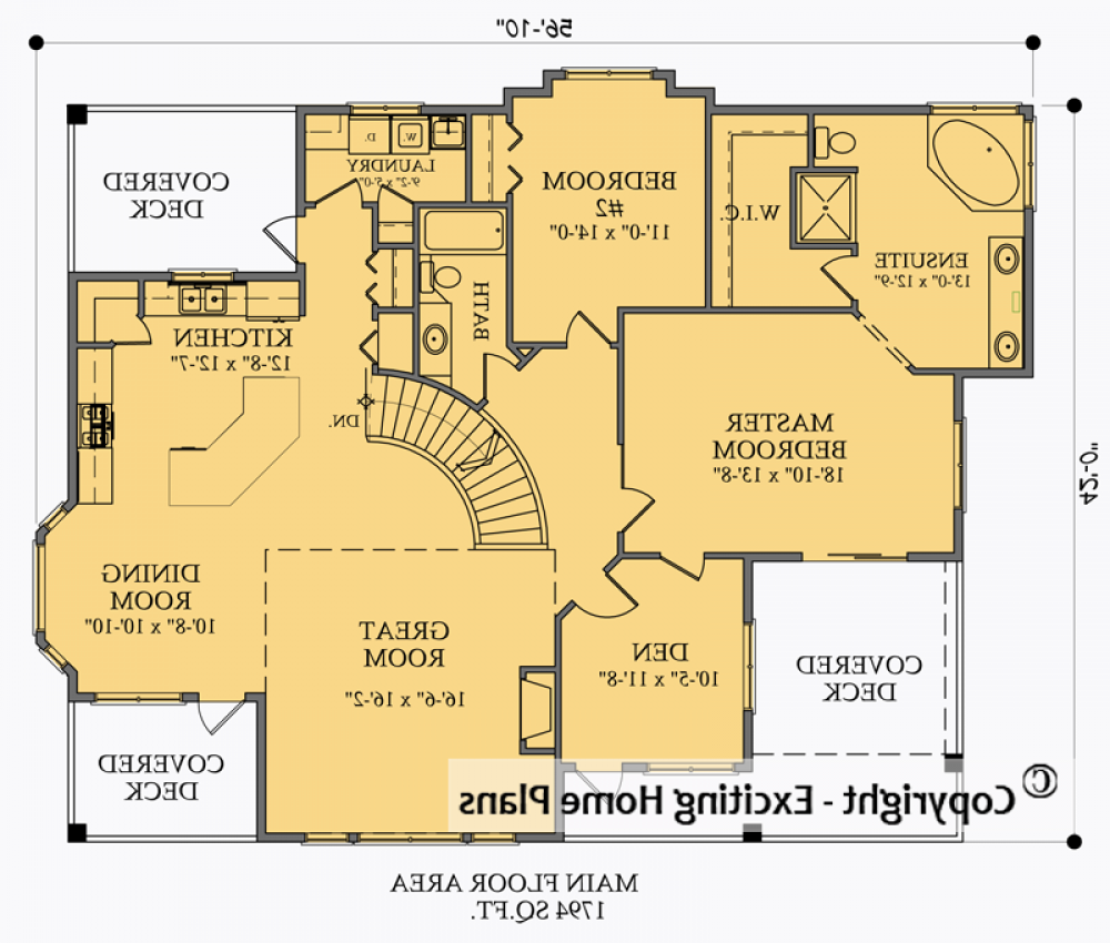 House Plan E1013-10 Main Floor Plan REVERSE
