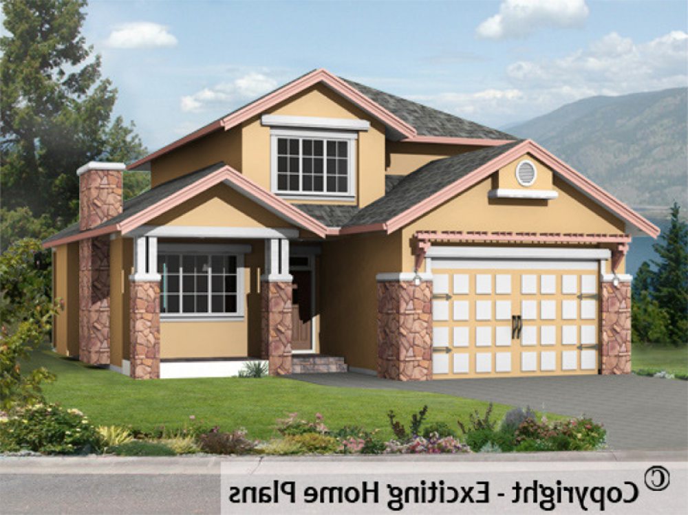House Plan E1032-10 Exterior 3D View REVERSE