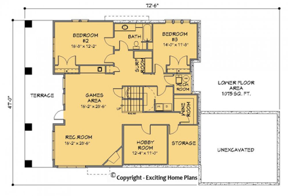 House Plan E1099-10 Lower Floor Plan