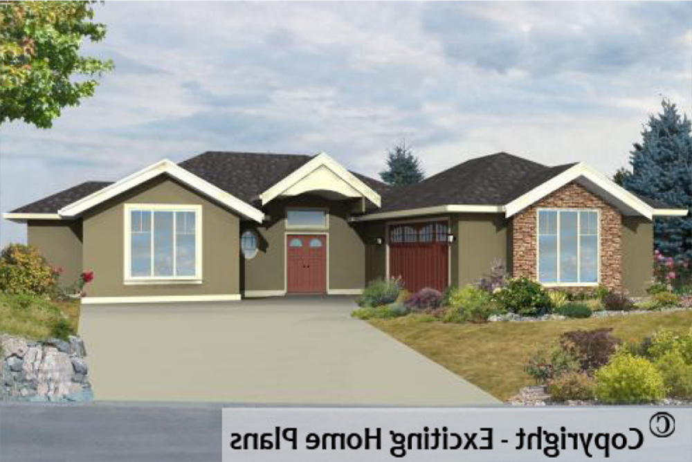House Plan E1056-10 Exterior 3D View REVERSE