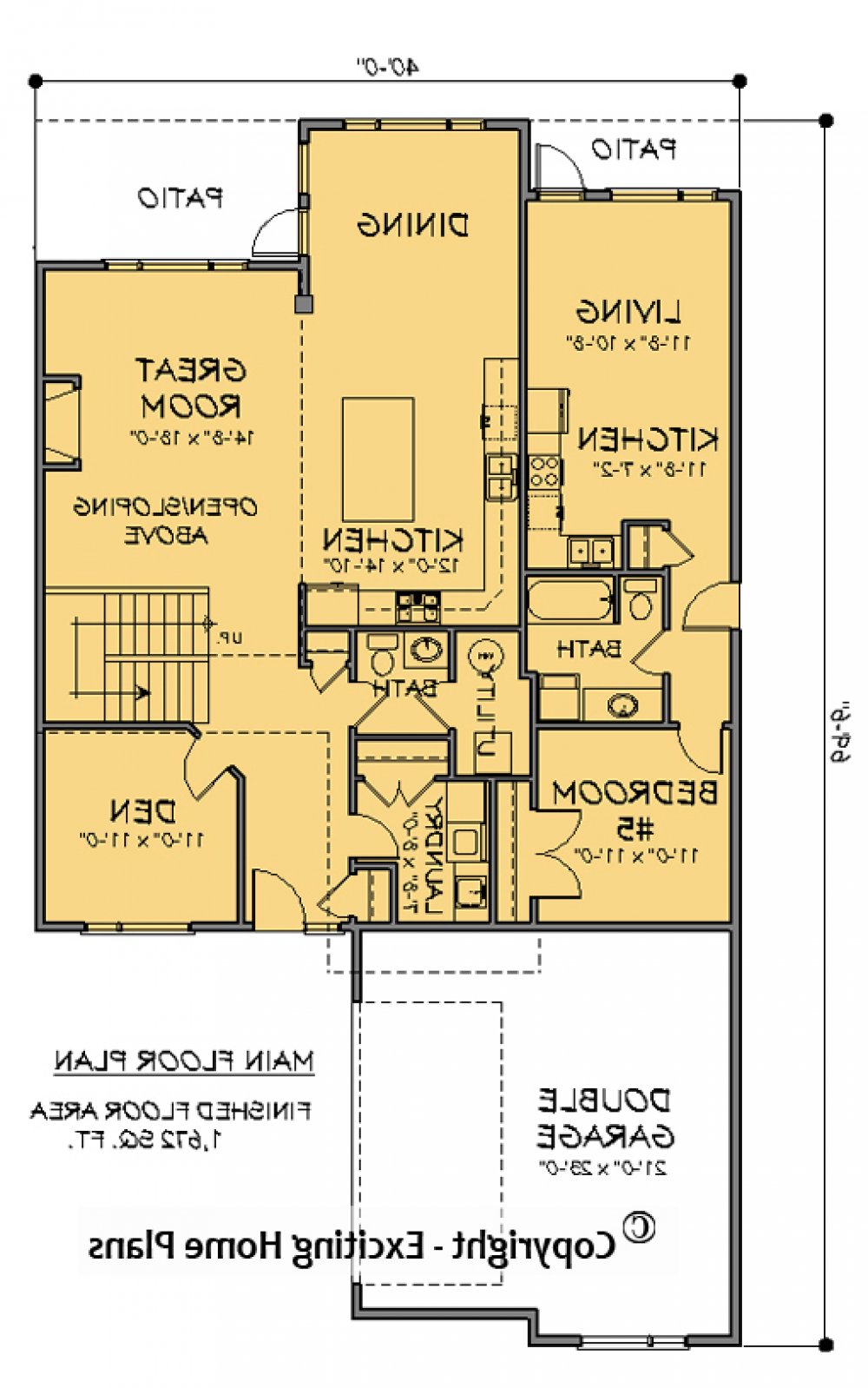 House Plan E1714-10M  Main Floor Plan REVERSE