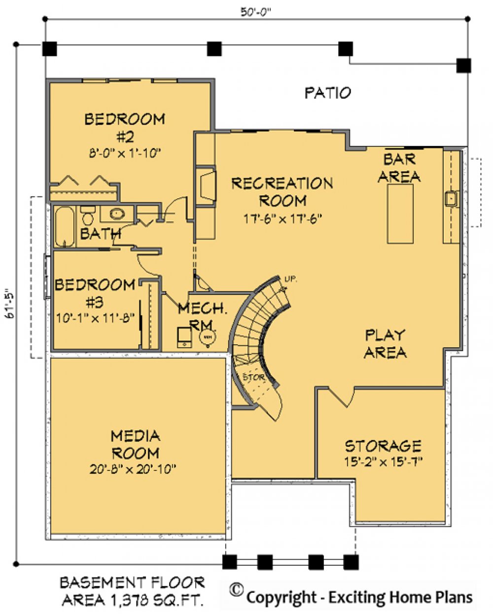 House Plan E1150-10 Lower Floor Plan