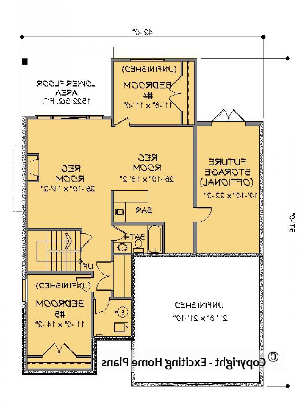House Plan E1329-10 Lower Floor Plan REVERSE