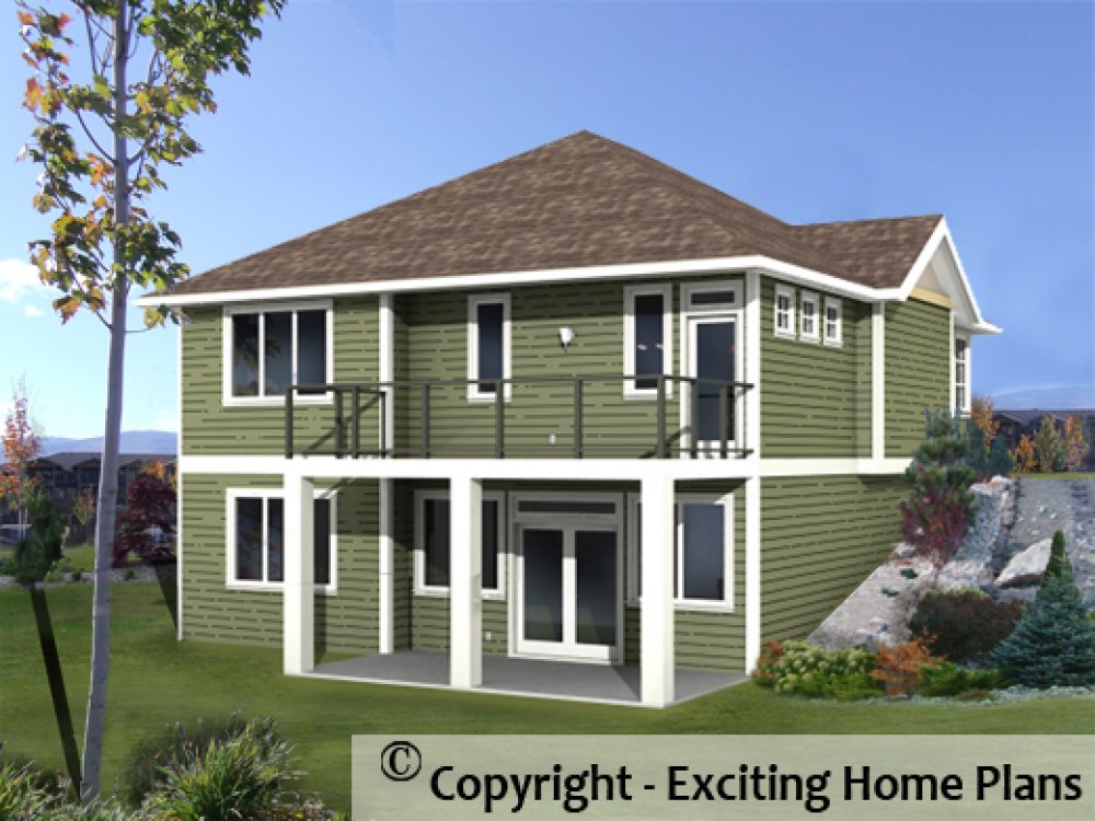 House Plan E1188-10 Rear 3D View