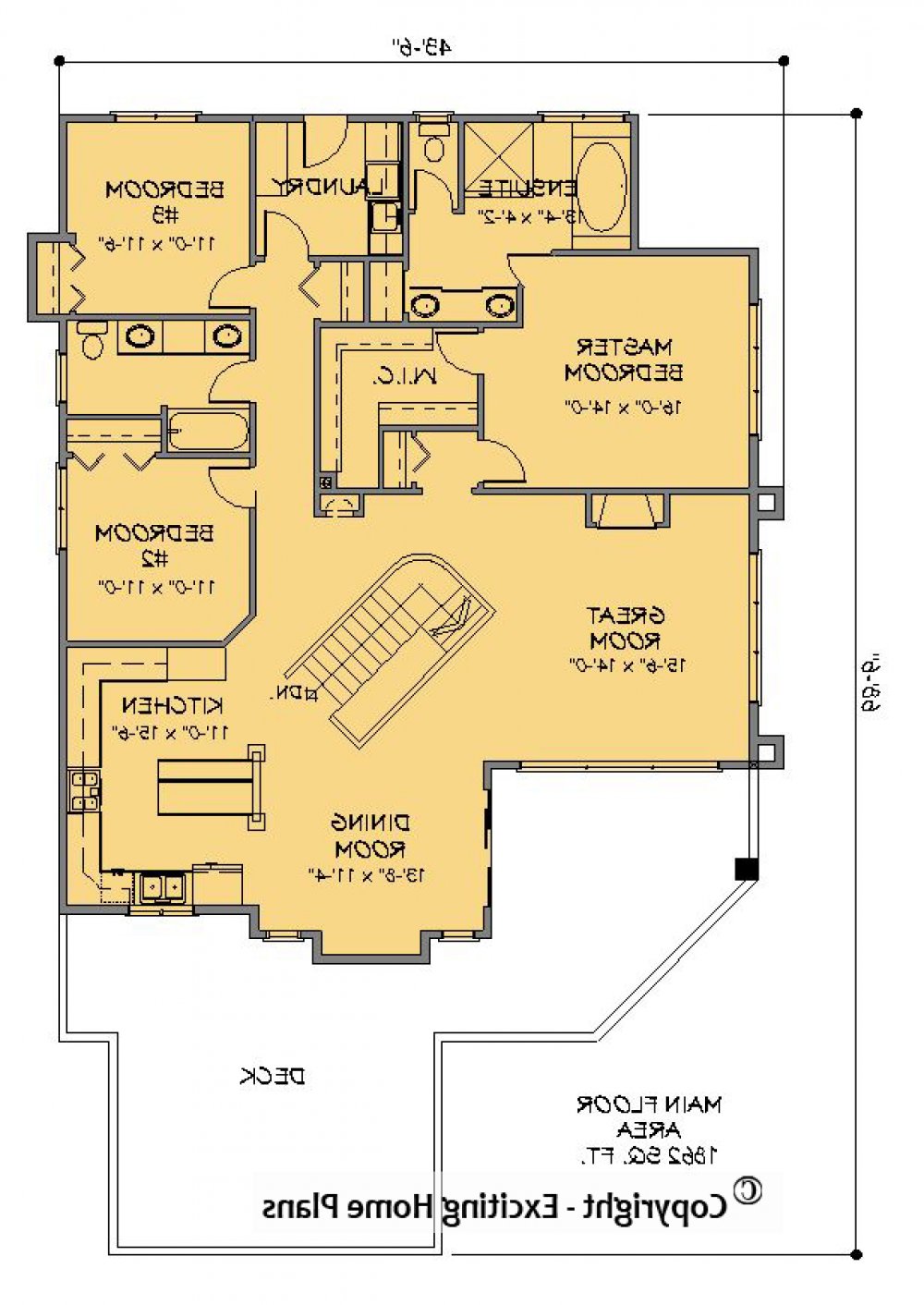 House Plan E1297-10 Main Floor Plan REVERSE