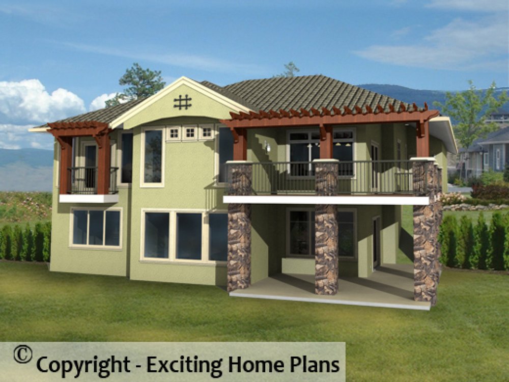 House Plan E1118-10 Rear 3D View