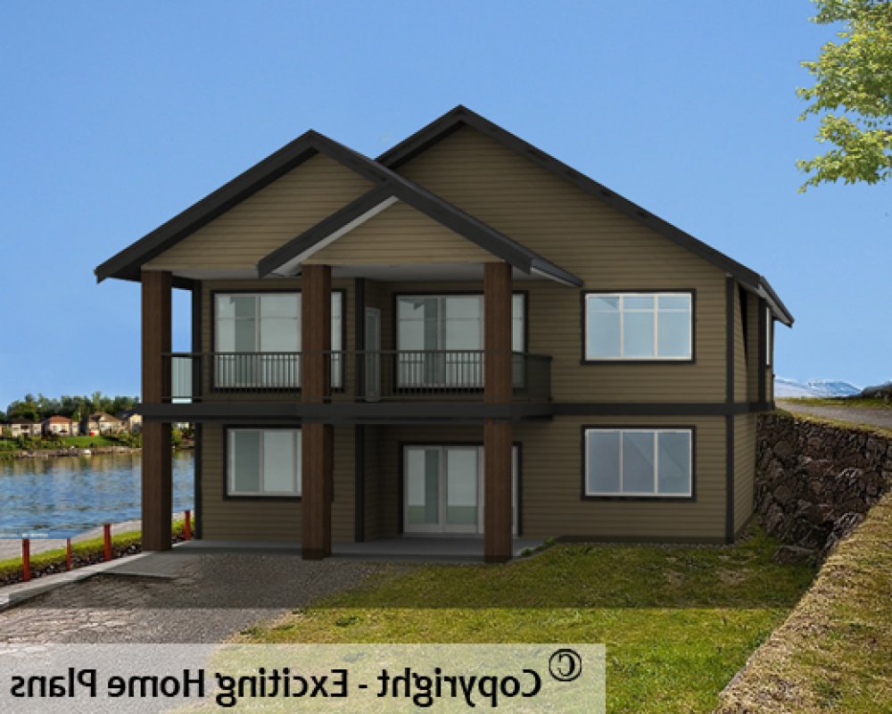 House Plan E1583-10 Rear 3D View REVERSE