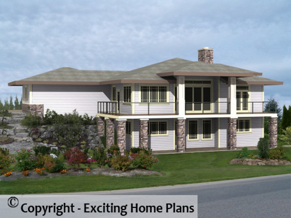 House Plan E1324-10 Rear 3D View