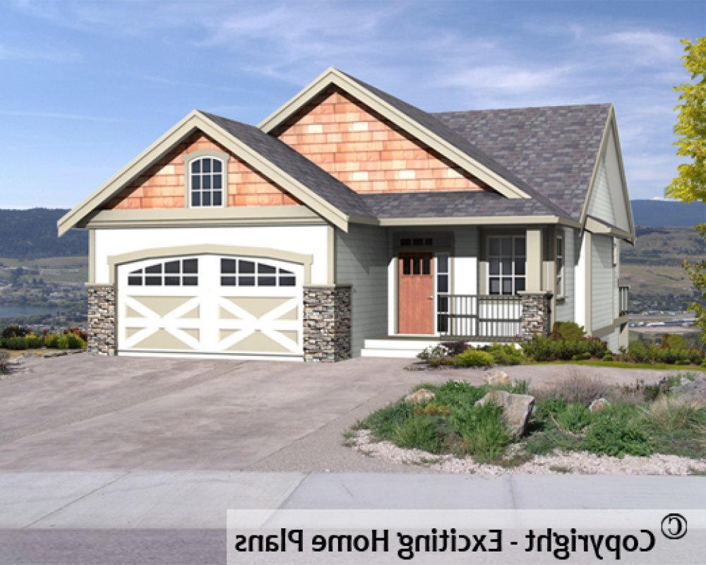 House Plan E1599 -10 Front 3D View REVERSE