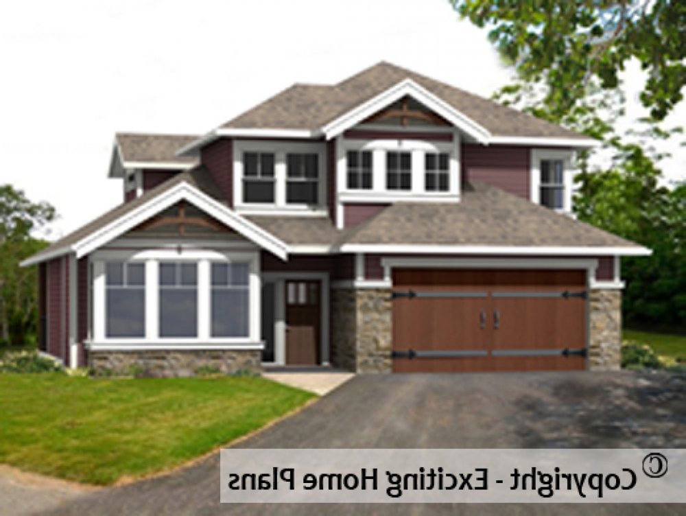 House Plan E1619-10 Front 3D View REVERSE