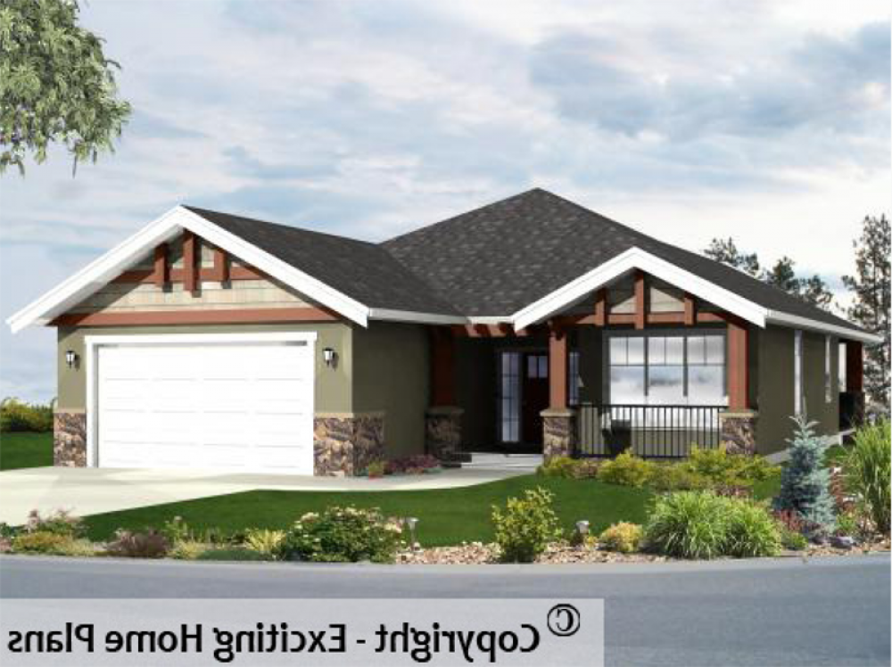 House Plan E1006-10 Exterior 3D View REVERSE