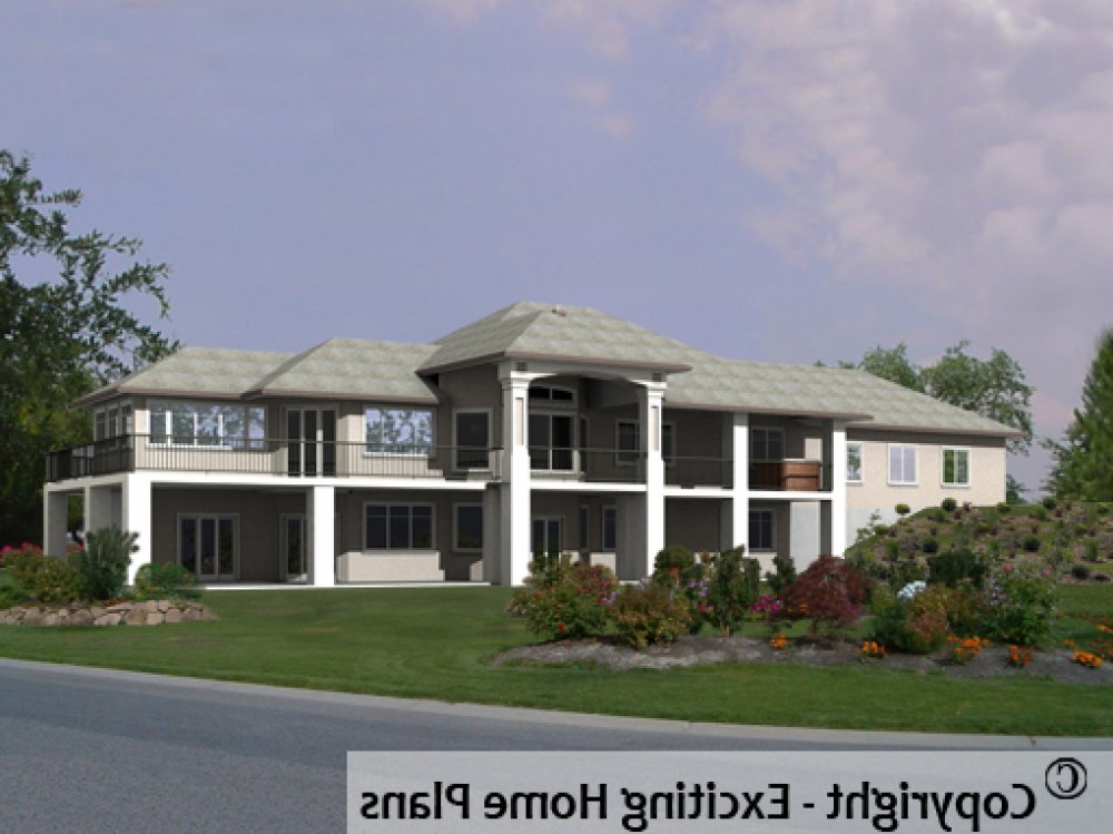 House Plan E1729-10 Rear 3D View REVERSE