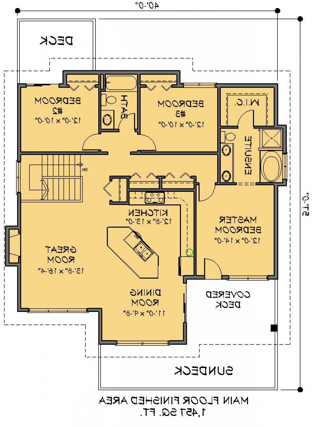 House Plan E1038-10 Main Floor Plan REVERSE