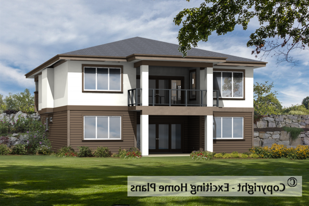 House Plan E1303-10 Rear 3D View REVERSE