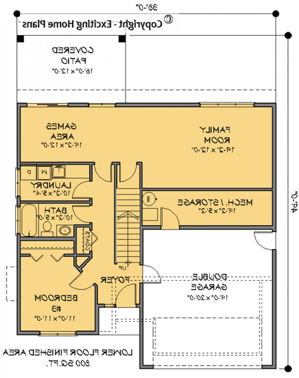 House Plan E1039-10 Lower Floor Plan REVERSE