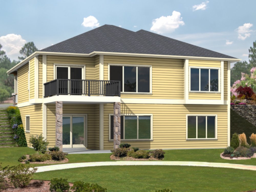 House Plan E1283-10 Rear 3D View REVERSE