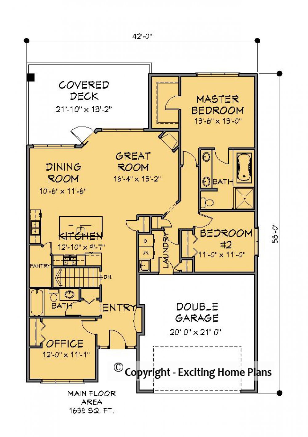 House Plan E1199-11  Main Floor Plan